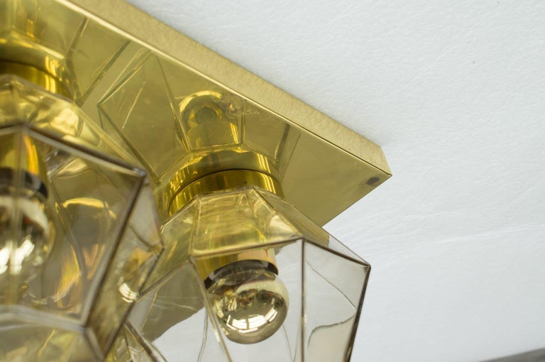 Geometric 4-Light Limburg Brass and Glass Wall or Ceiling Lamp, Germany, 1960s For Sale 8