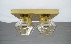 Geometric 4-Light Limburg Brass and Glass Wall or Ceiling Lamp, Germany, 1960s