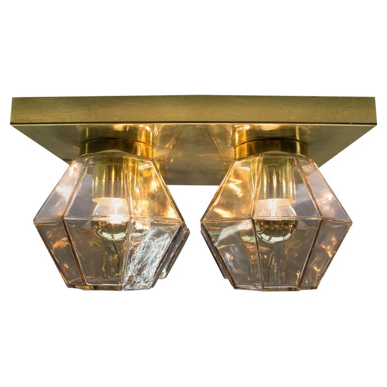 Geometric 4-Light Limburg Brass and Glass Wall or Ceiling Lamp, Germany, 1960s For Sale