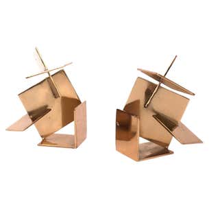 Indigo Metal Geometric Bookends