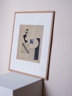 Incisione e collage astratto geometrico, acquaforte astratta di Soizic Menut