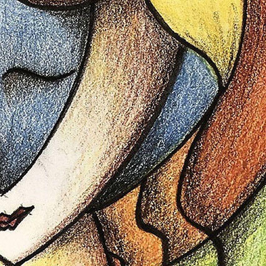 Post-Modern Geometric Abstract Expressinist Woman Portrait Print on Canvas by Richard T Spea For Sale