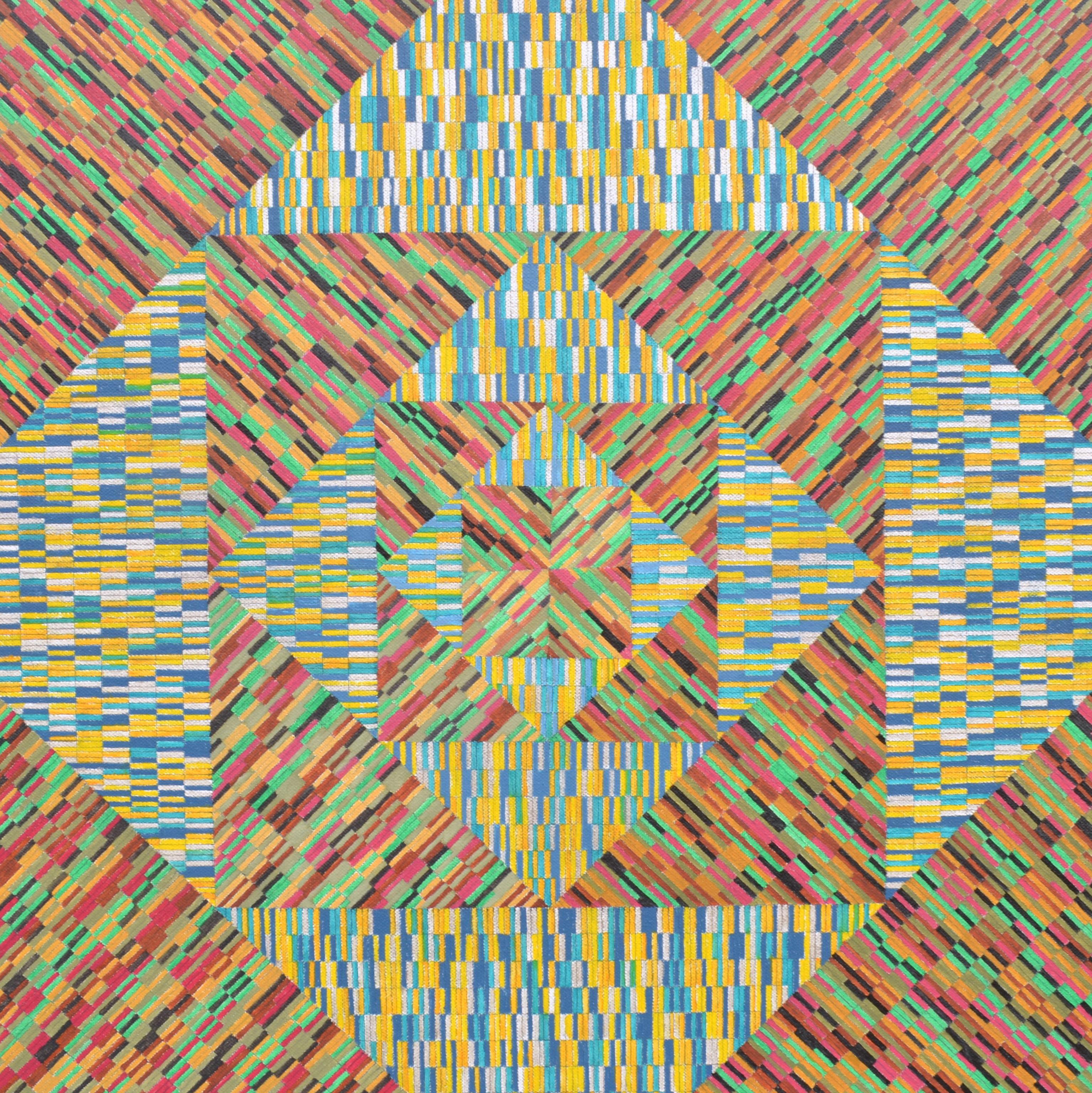 Geometrisches abstraktes mehrfarbiges niederländisches Gemälde (Moderne) im Angebot