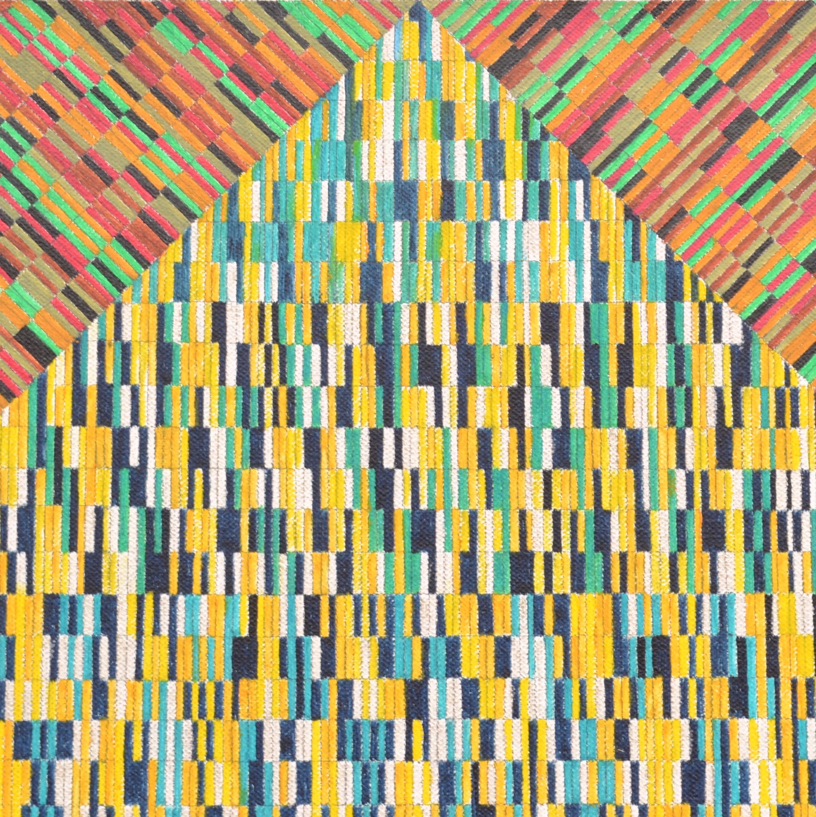 Geometrisches abstraktes mehrfarbiges niederländisches Gemälde (Niederländisch) im Angebot