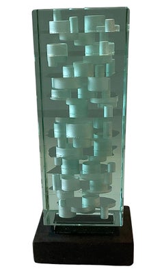 Geometric Abstract Murano Glass Sculpture by Luciano Vistosi, 1985