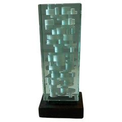 Geometric Abstract Murano Glass Sculpture by Gino Vistosi, 1985