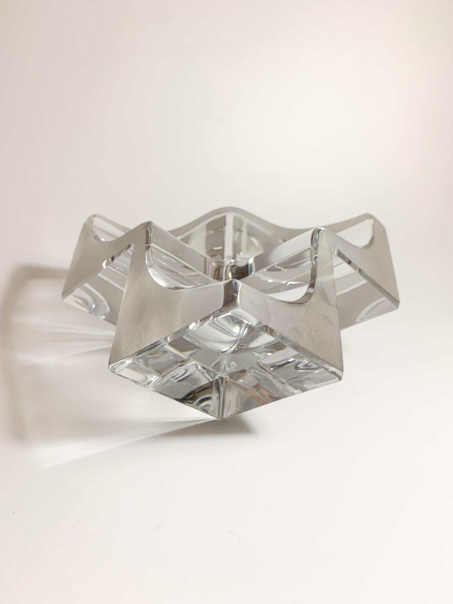 Late 20th Century Geometric Abstract Sculpture in Transparent Crystal by Daum from the, 70s