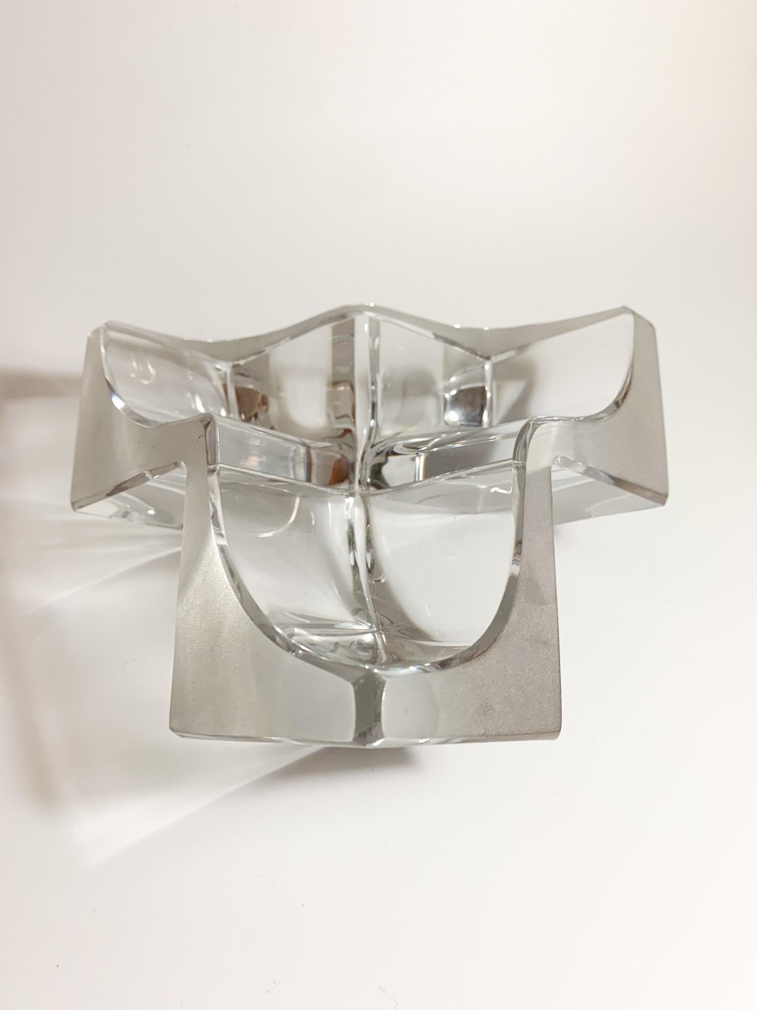 Geometric Abstract Sculpture in Transparent Crystal by Daum from the, 70s 1