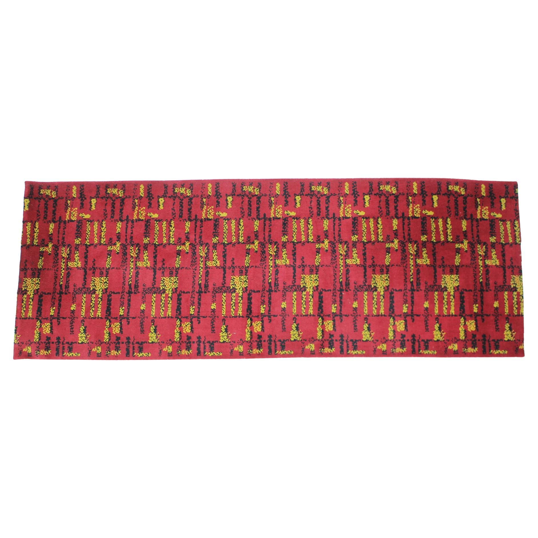 Geometric Abstract Wool Bouclé Carpet / Rug-1950s / Czechoslovakia