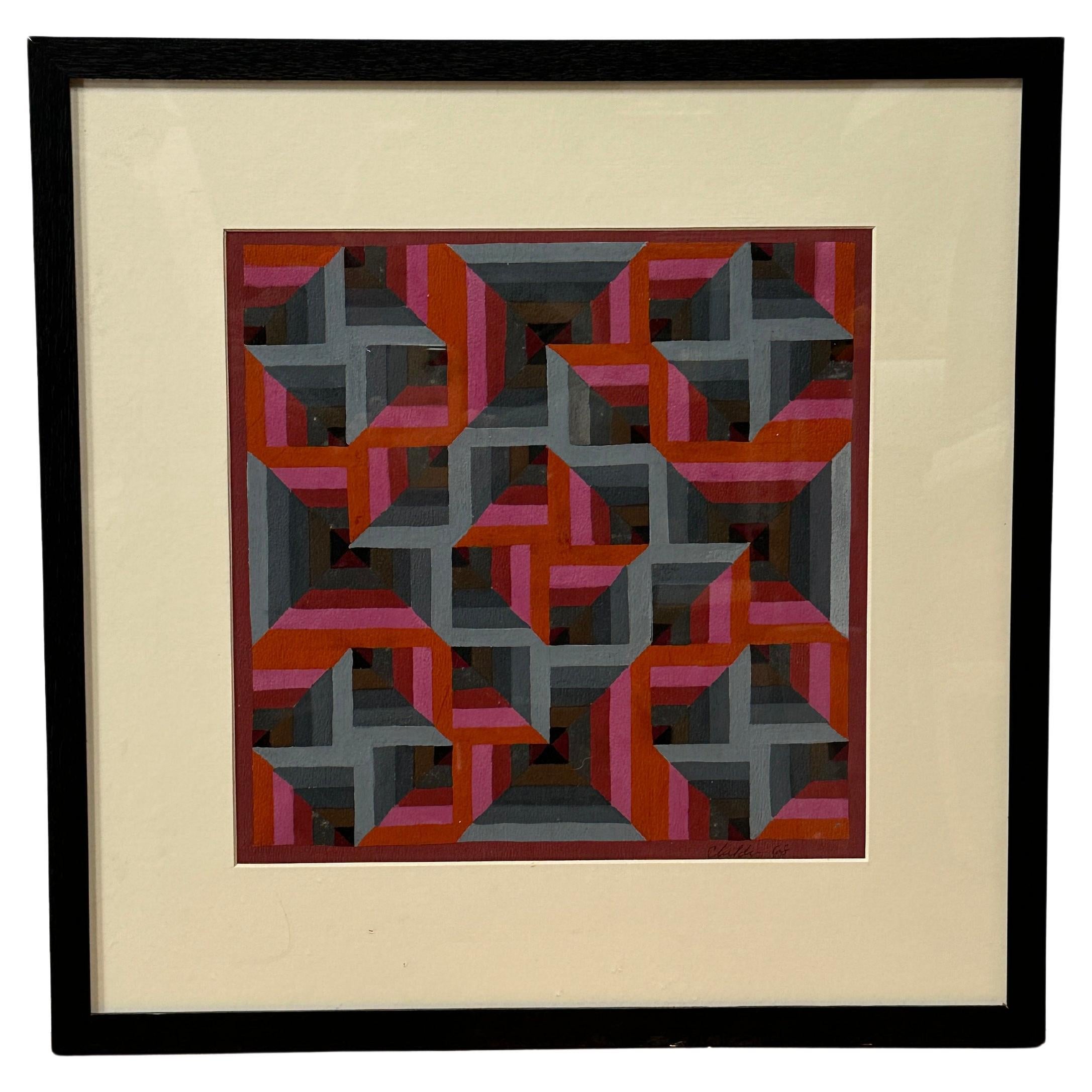 Geometric abstraction and optical art have been present in many cultures throughout history, both as decorative motifs and as art pieces themselves. In this work Childers, faithful to these currents of modern art, proposes a piece in which the means