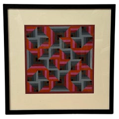 Vintage Geometric Abstraction Acrylic Painting by Ron Childers #1