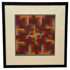 Vintage Geometric Abstraction Acrylic Painting by Ron Childers #2