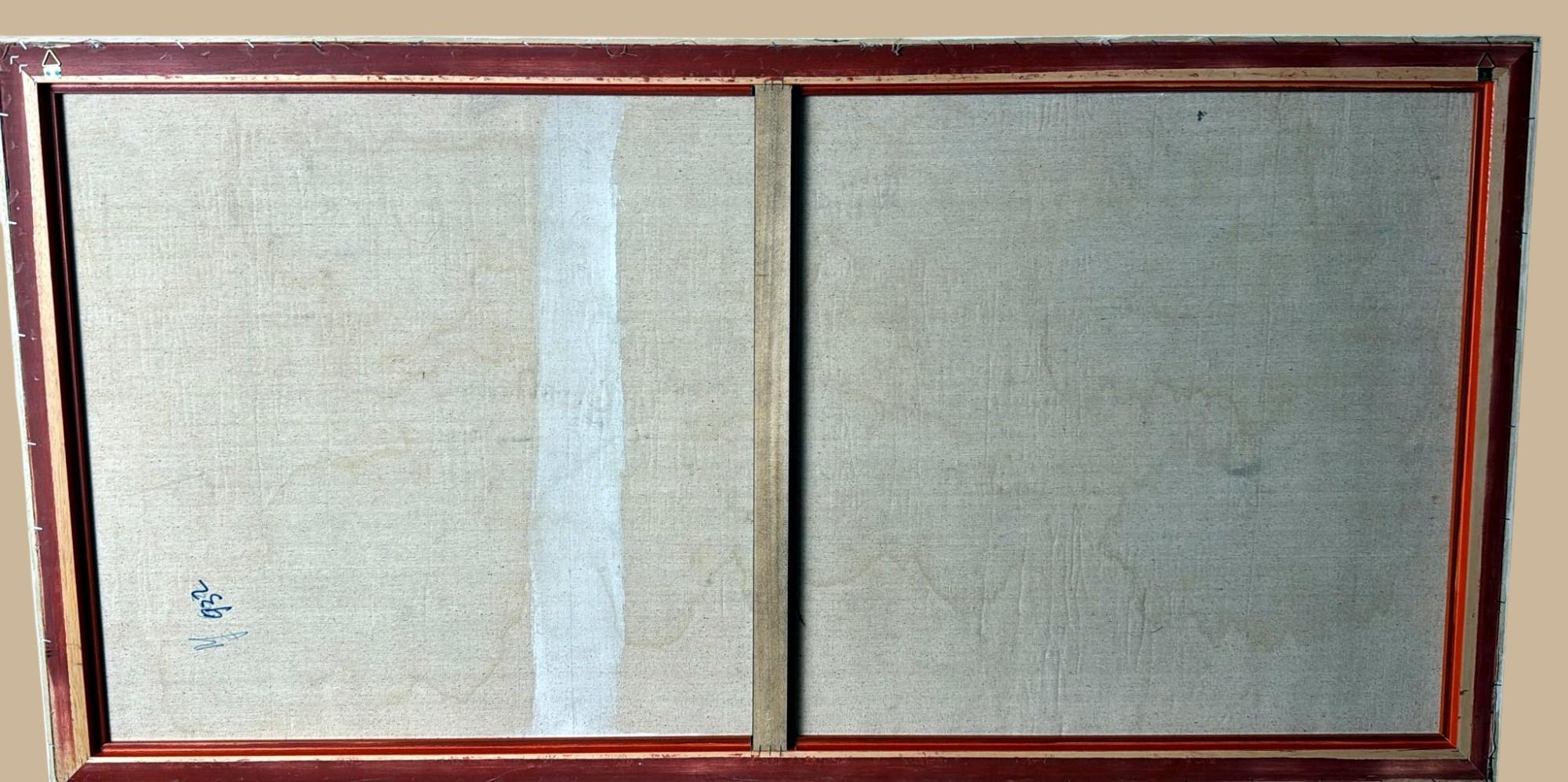 Geometrische Abstraktion  Französisches Ölgemälde auf Leinwand mit Holzrahmen, Ölgemälde im Angebot 13