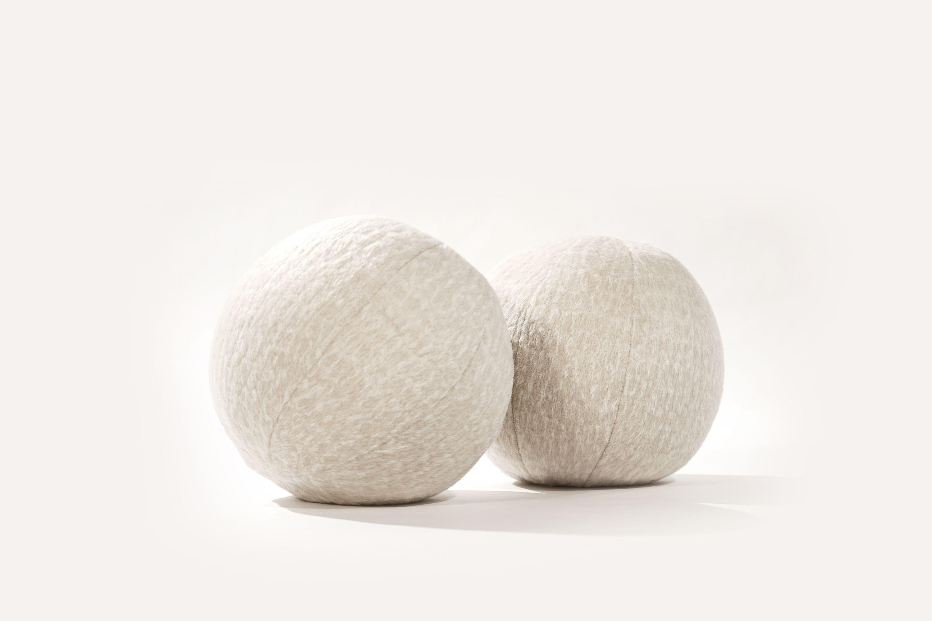 Orb Accent Pillow in Beige Alpaca by Holly Hunt 3