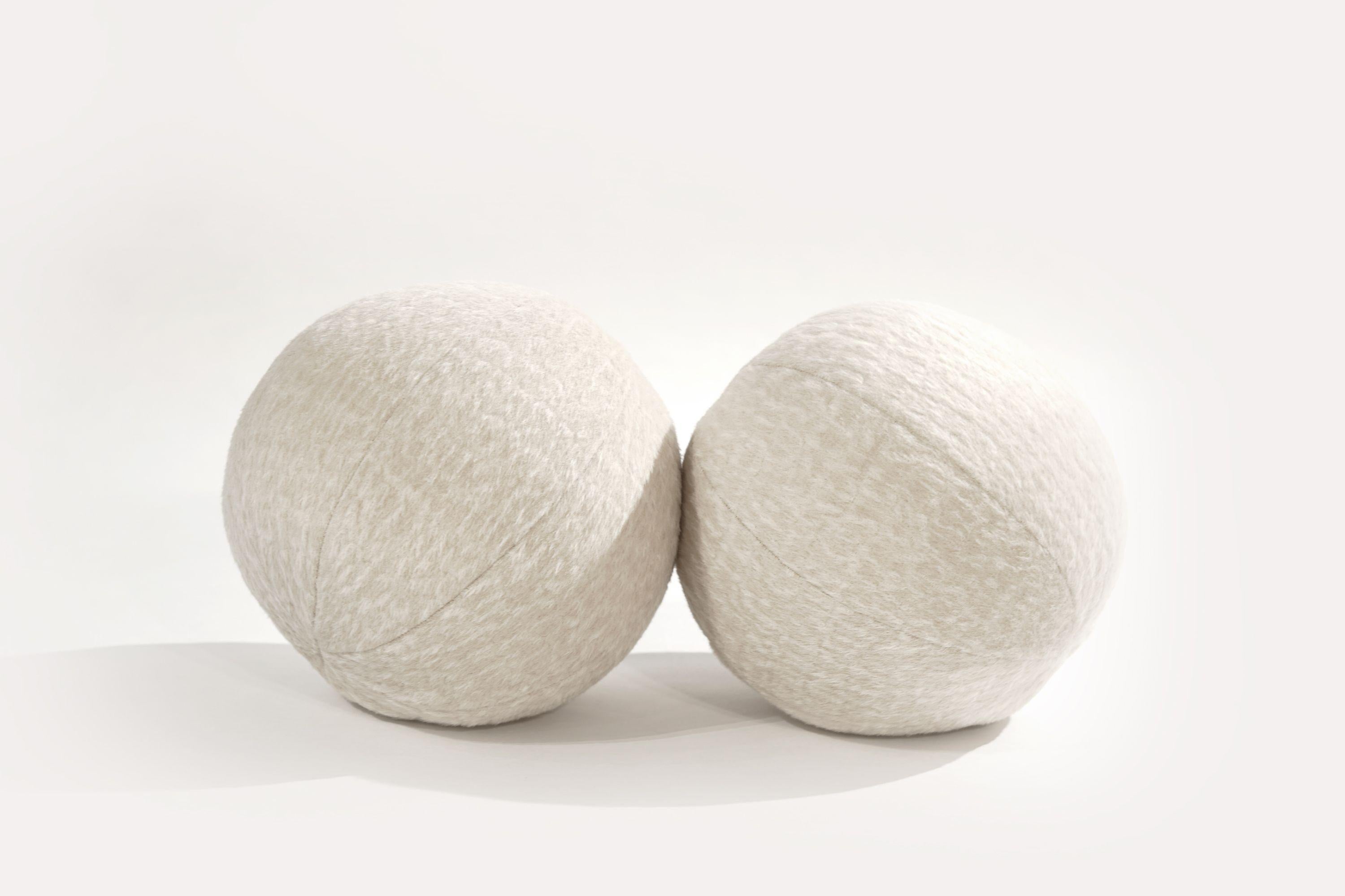 Orb Accent Pillow in Beige Alpaca by Holly Hunt 6