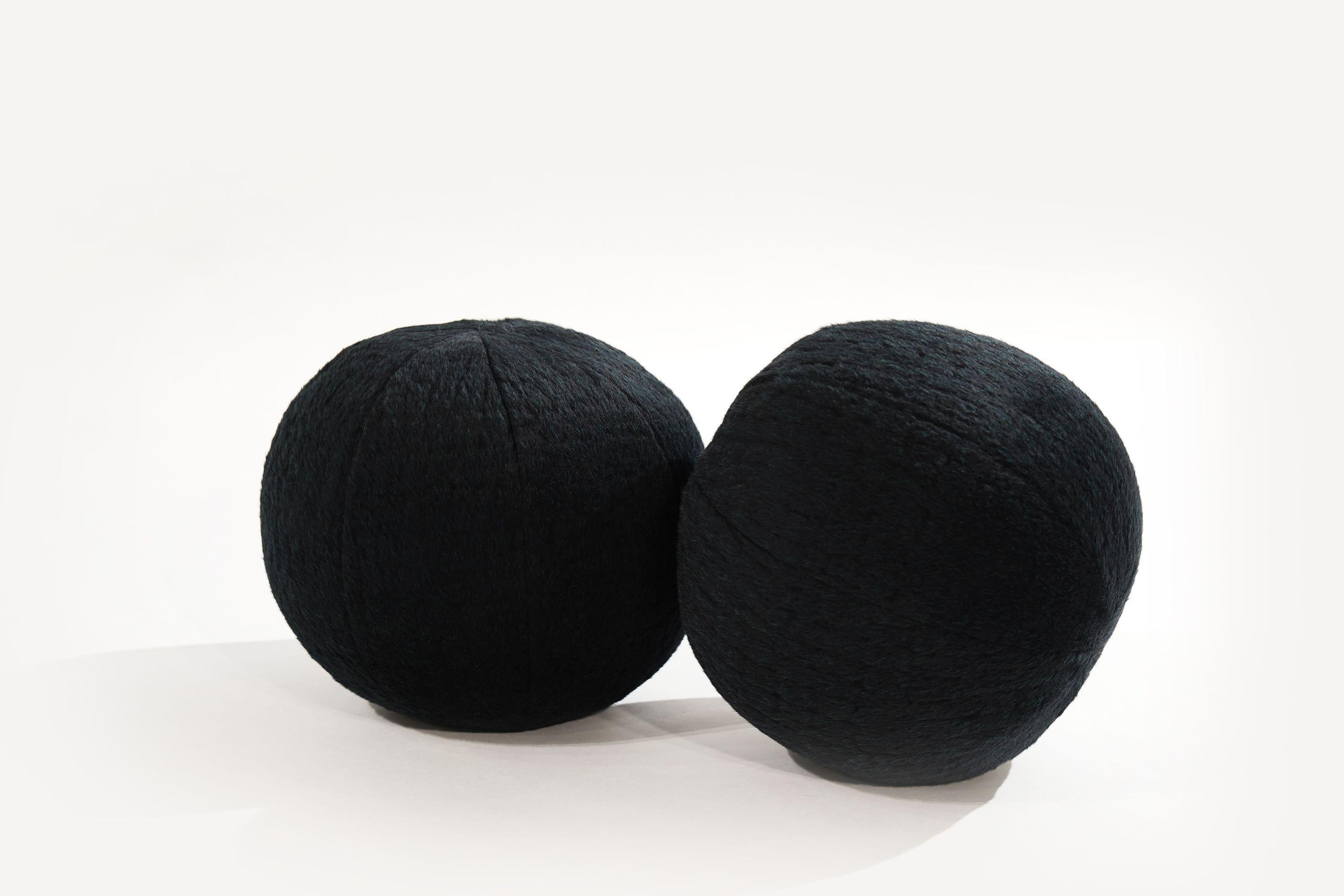 Orb Accent Pillow in Navy Blue Alpaca by Holly Hunt For Sale 1