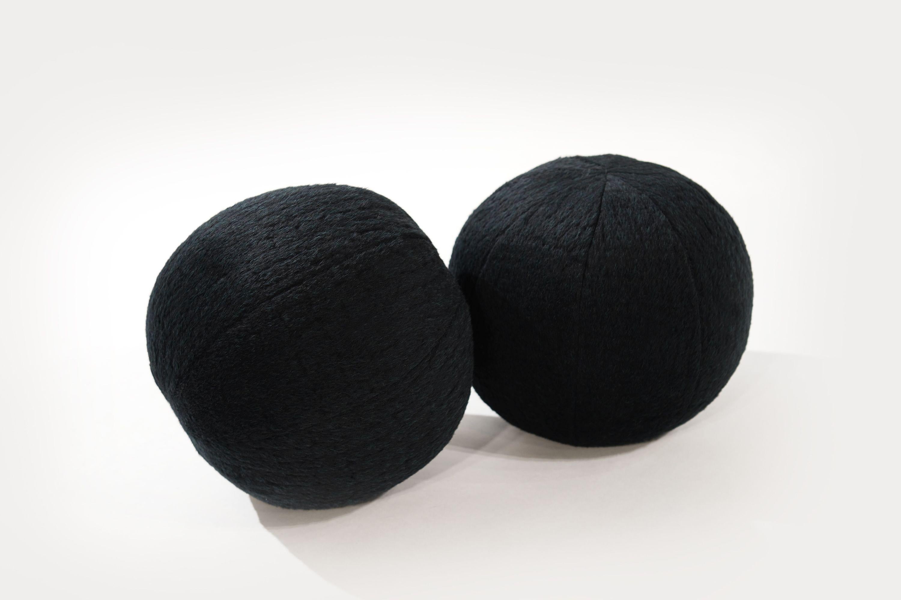 Orb Accent Pillow in Navy Blue Alpaca by Holly Hunt For Sale 3