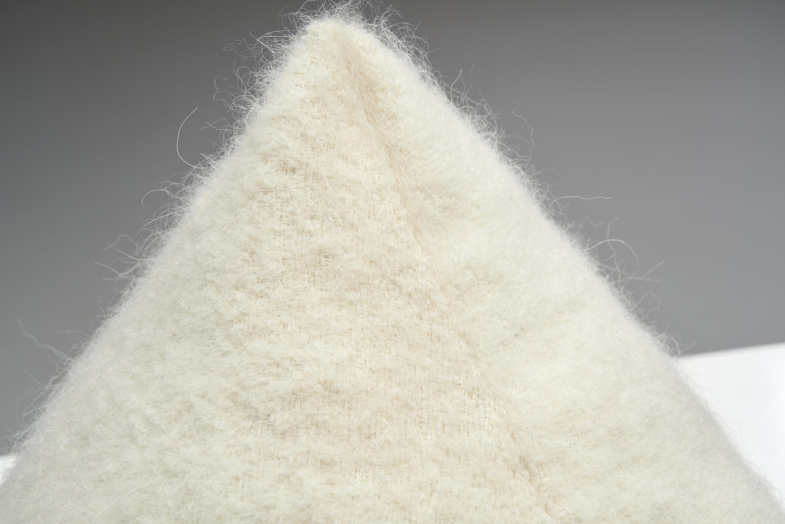 Geometric Accent Pillow in Premium White Fabric For Sale 6