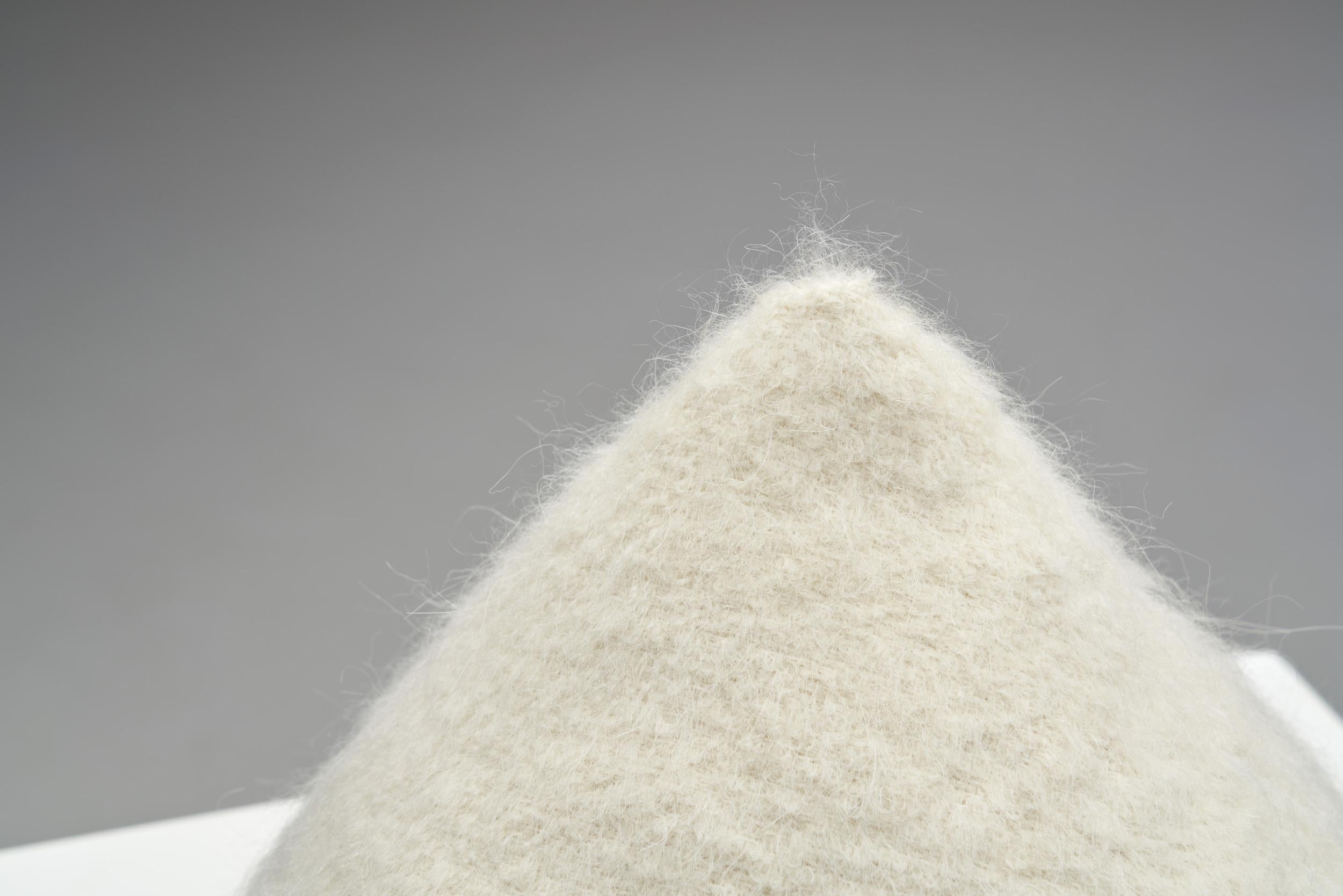 Contemporary Geometric Accent Pillow in Premium White Fabric For Sale