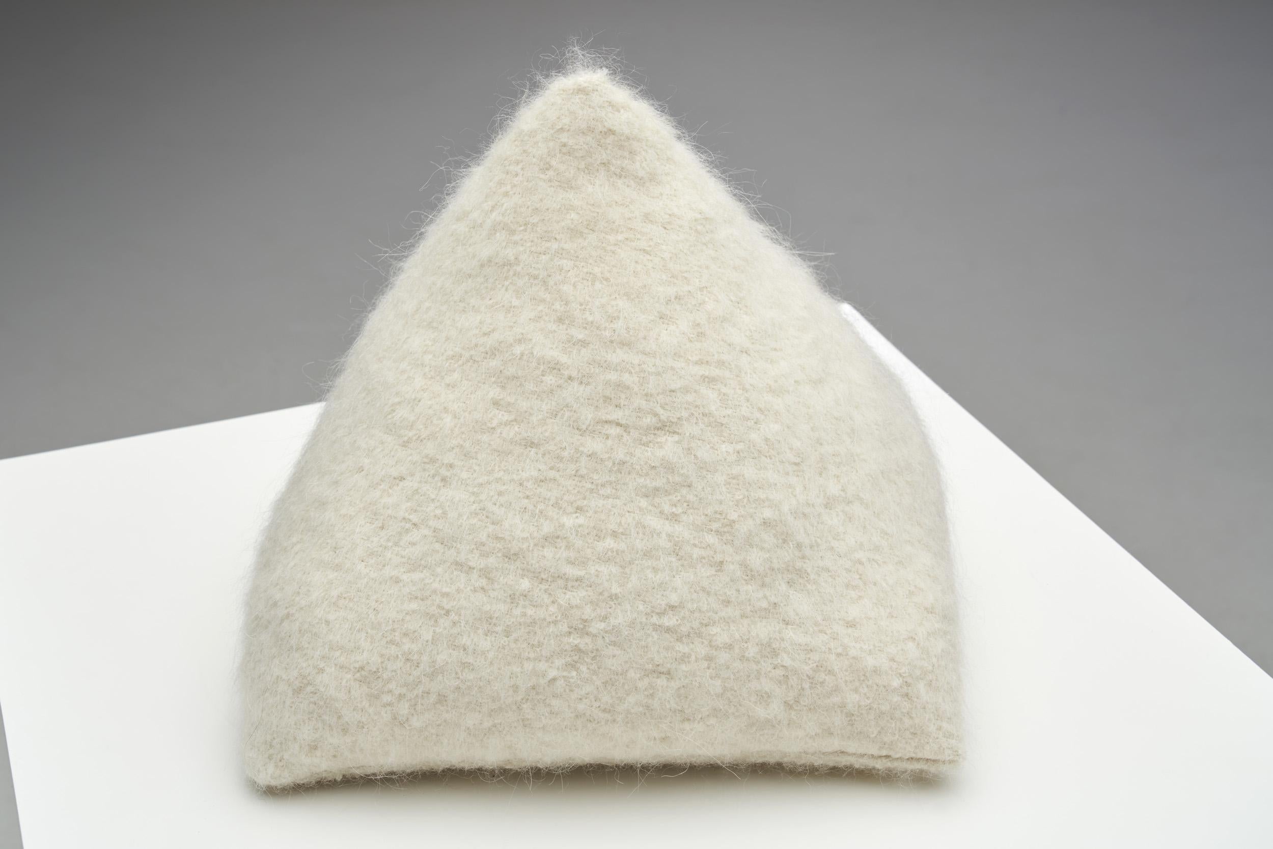 Geometric Accent Pillow in Premium White Fabric For Sale 1