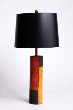 Geometric Aldo Londi for Bitossi Ceramic Table Lamp, Italy 1950's