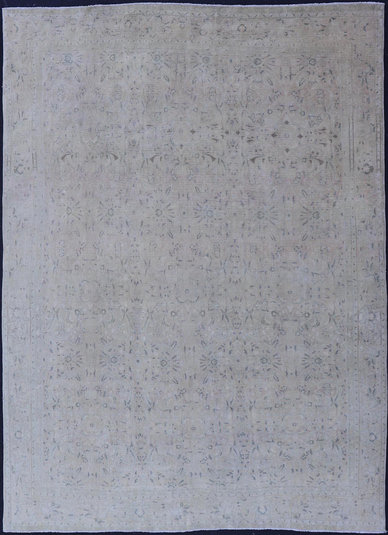 Geometric All-Over Floral Design Antique Persian Khorassan Rug