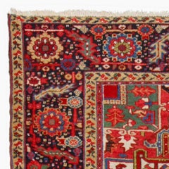 Geometric and Floral Design Wool Antique Rug - 19th Century