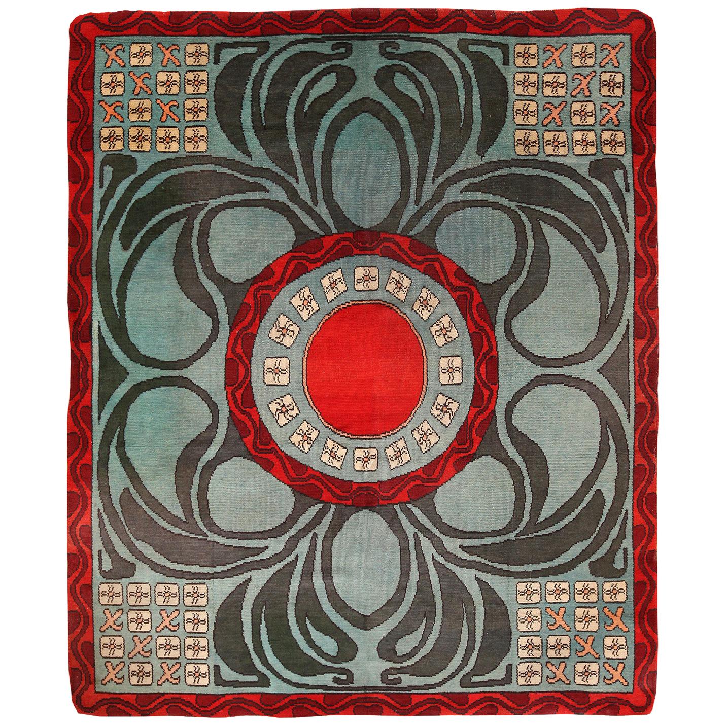 Geometric Antique French Art Deco Rug. 8 ft x 9 ft 10 in