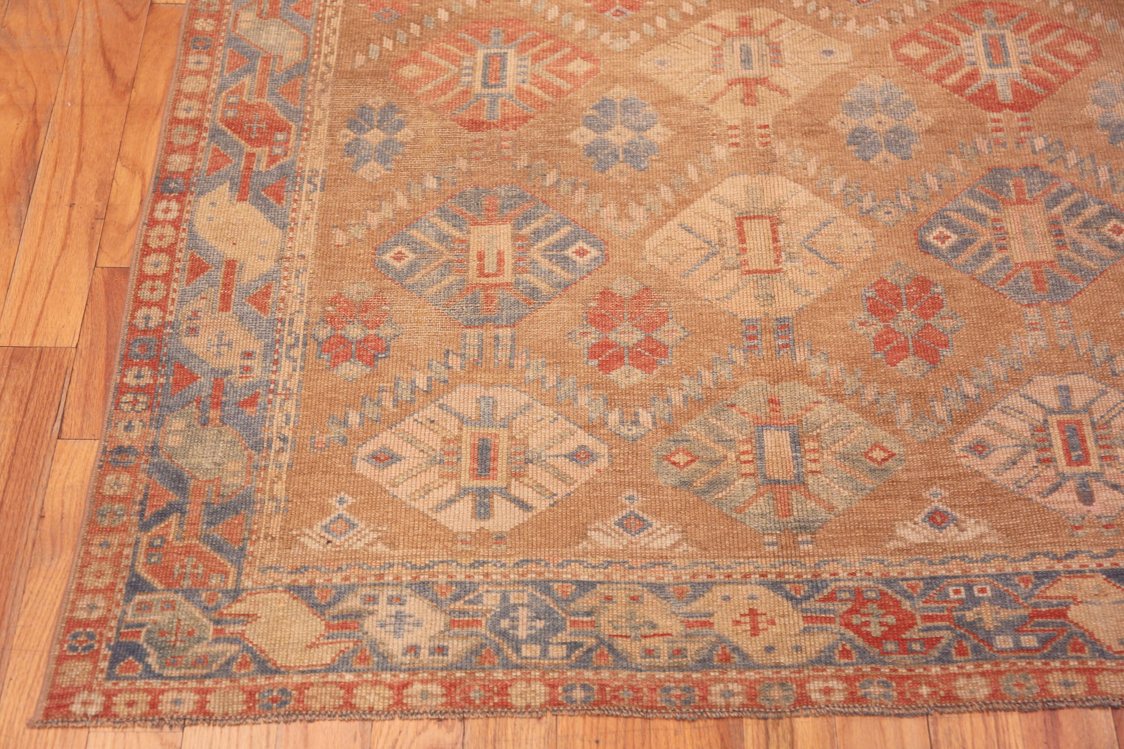 Charming Geometric Antique Persian Heriz Serapi Hallway Rug, Country of origin: Persian Rugs, Circa date: 1920 