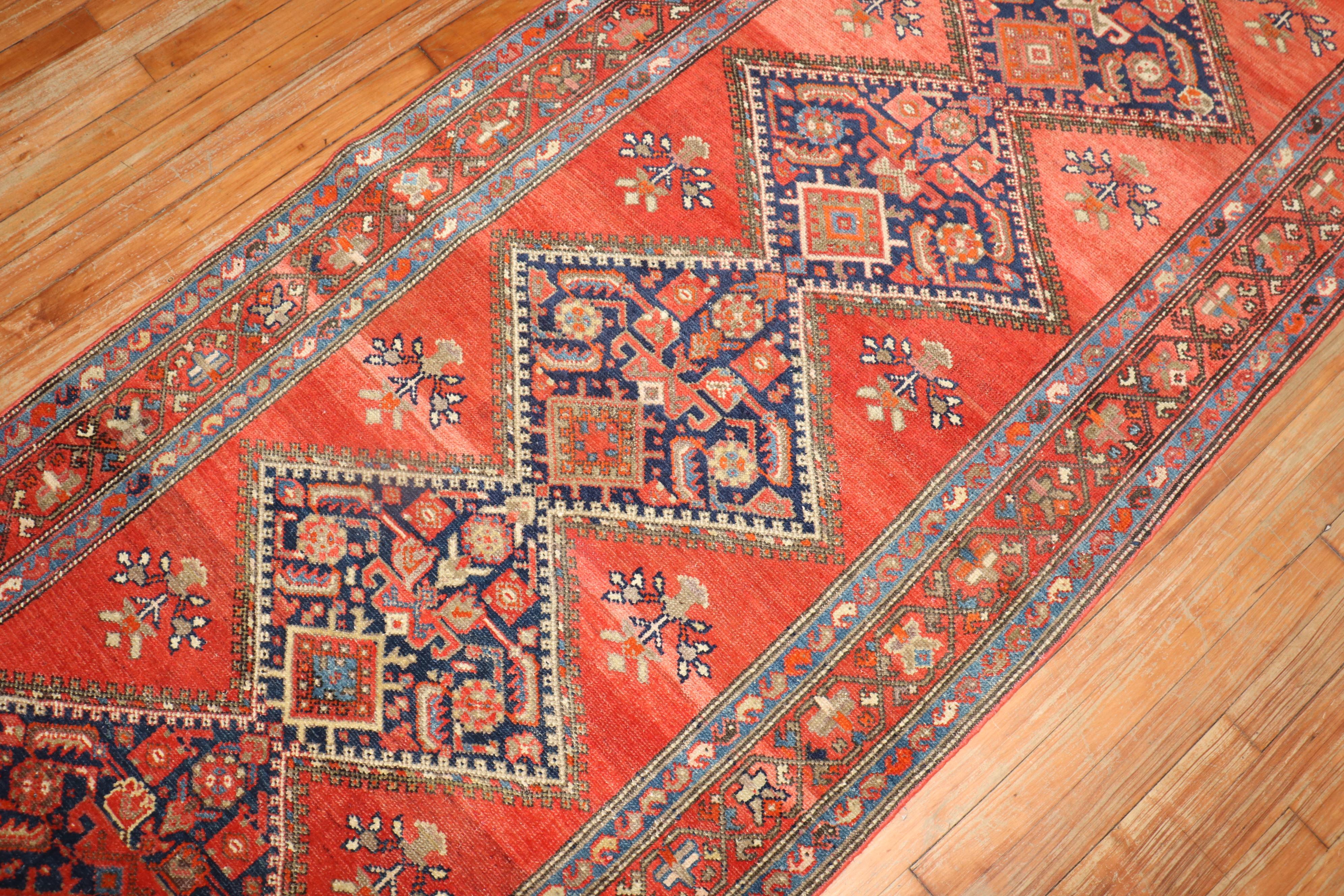 Geometric Antique Persian Malayer Runner For Sale 3