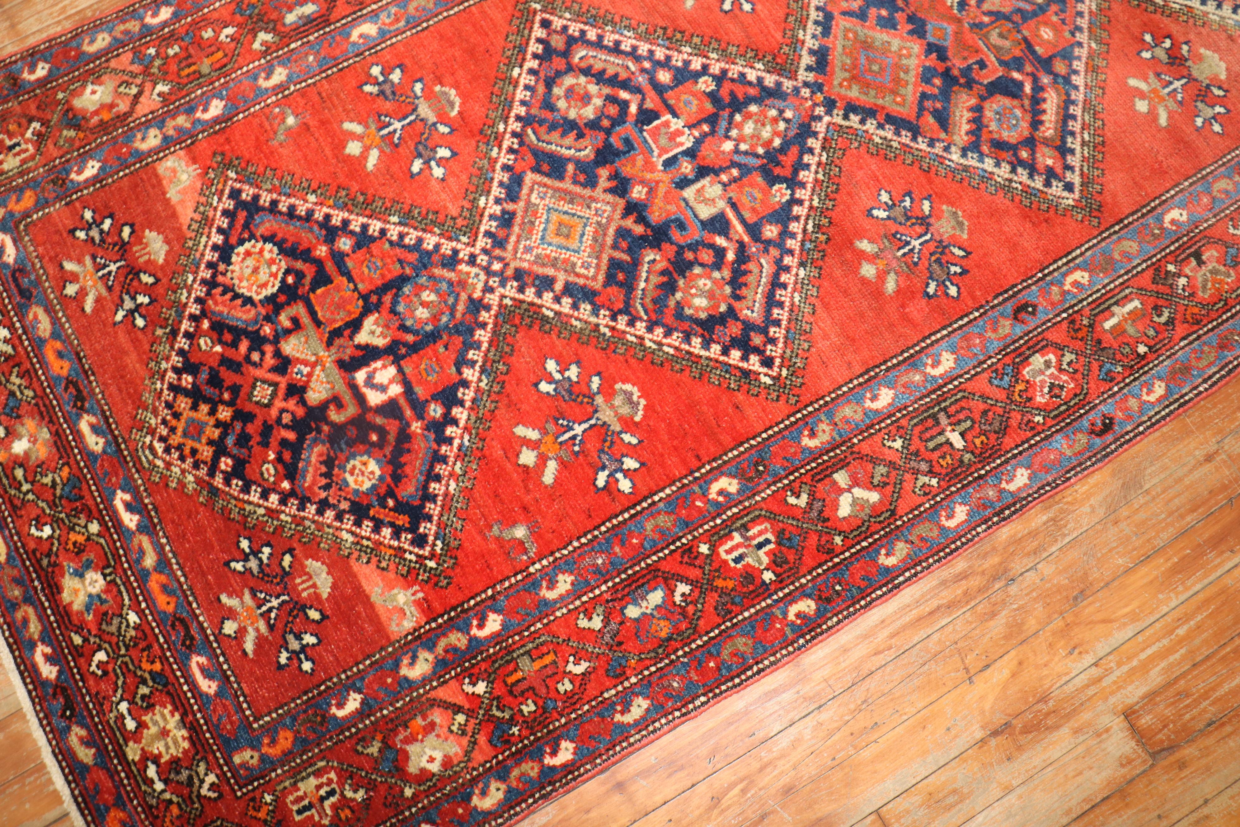 20th Century Geometric Antique Persian Malayer Runner For Sale
