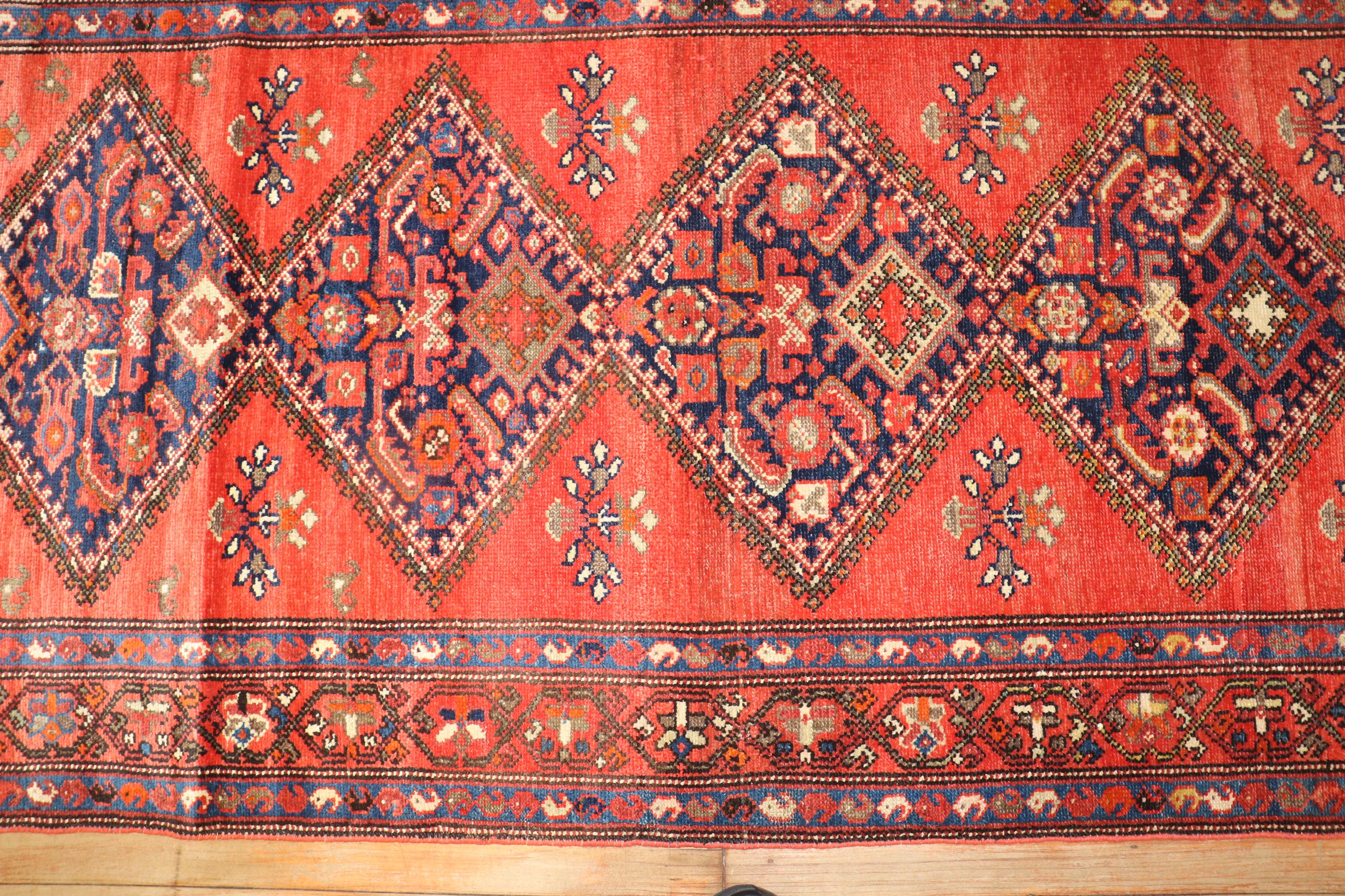 Geometric Antique Persian Malayer Runner For Sale 1