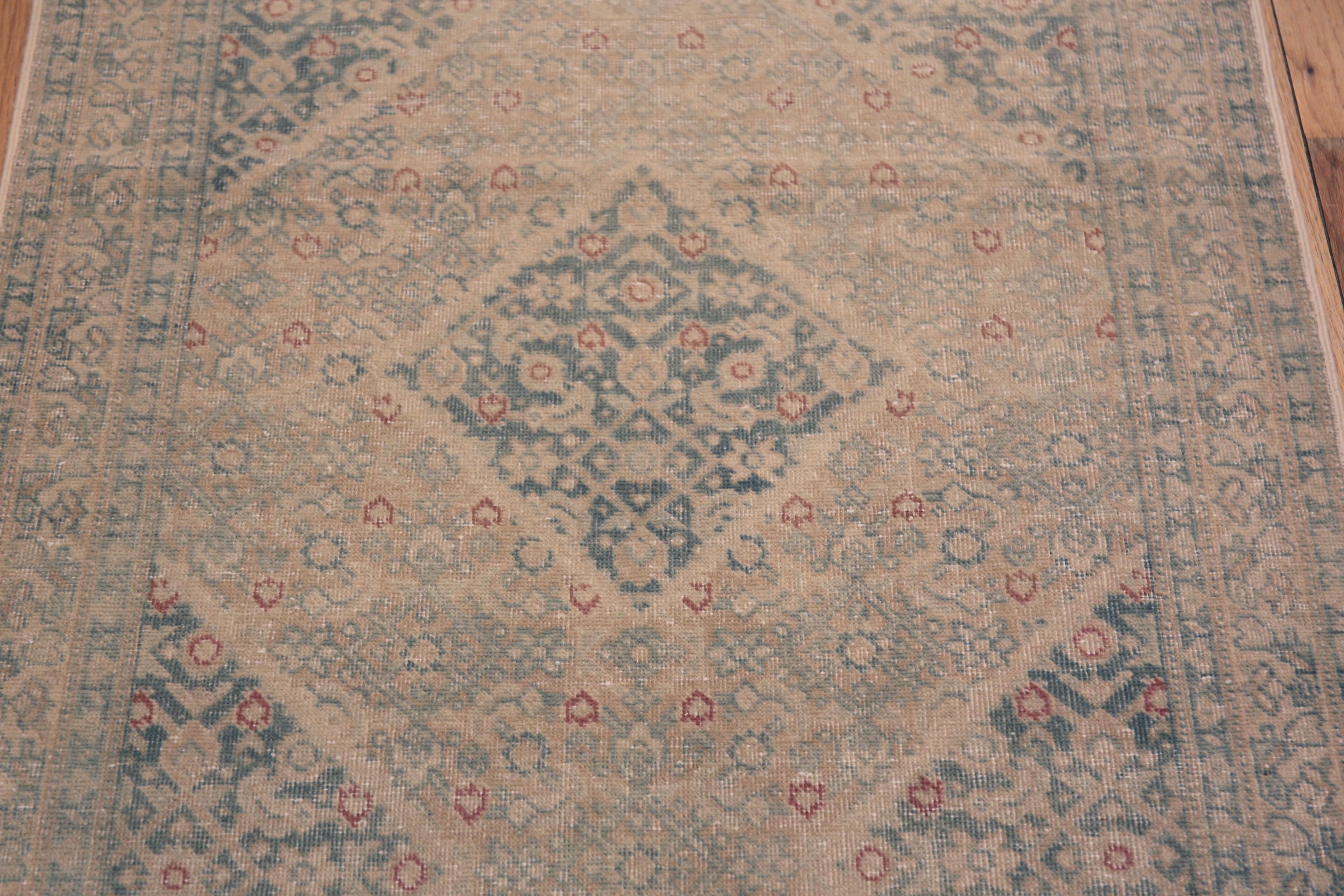 Hand-Knotted Geometric Antique Persian Tabriz Runner Rug 3' x 13' For Sale