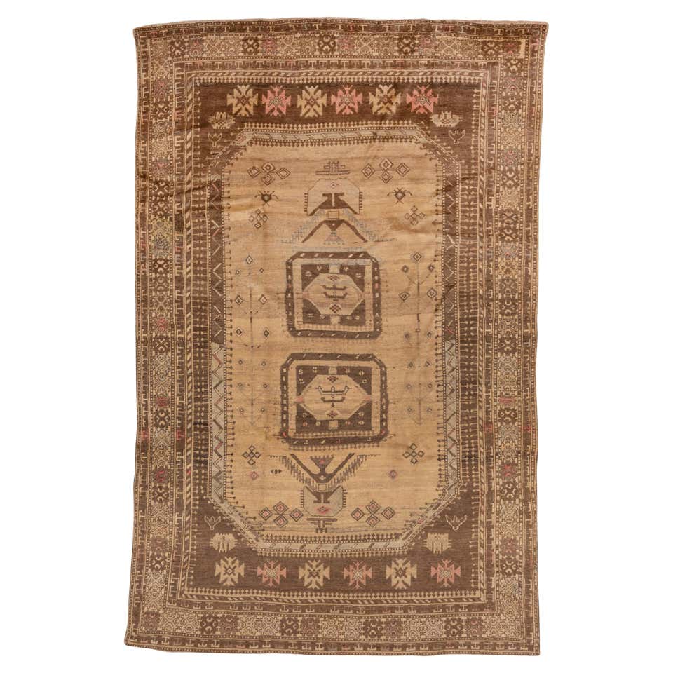 Light Brown and Beige Turkish Oushak Rug with Hot Pink Accents and ...