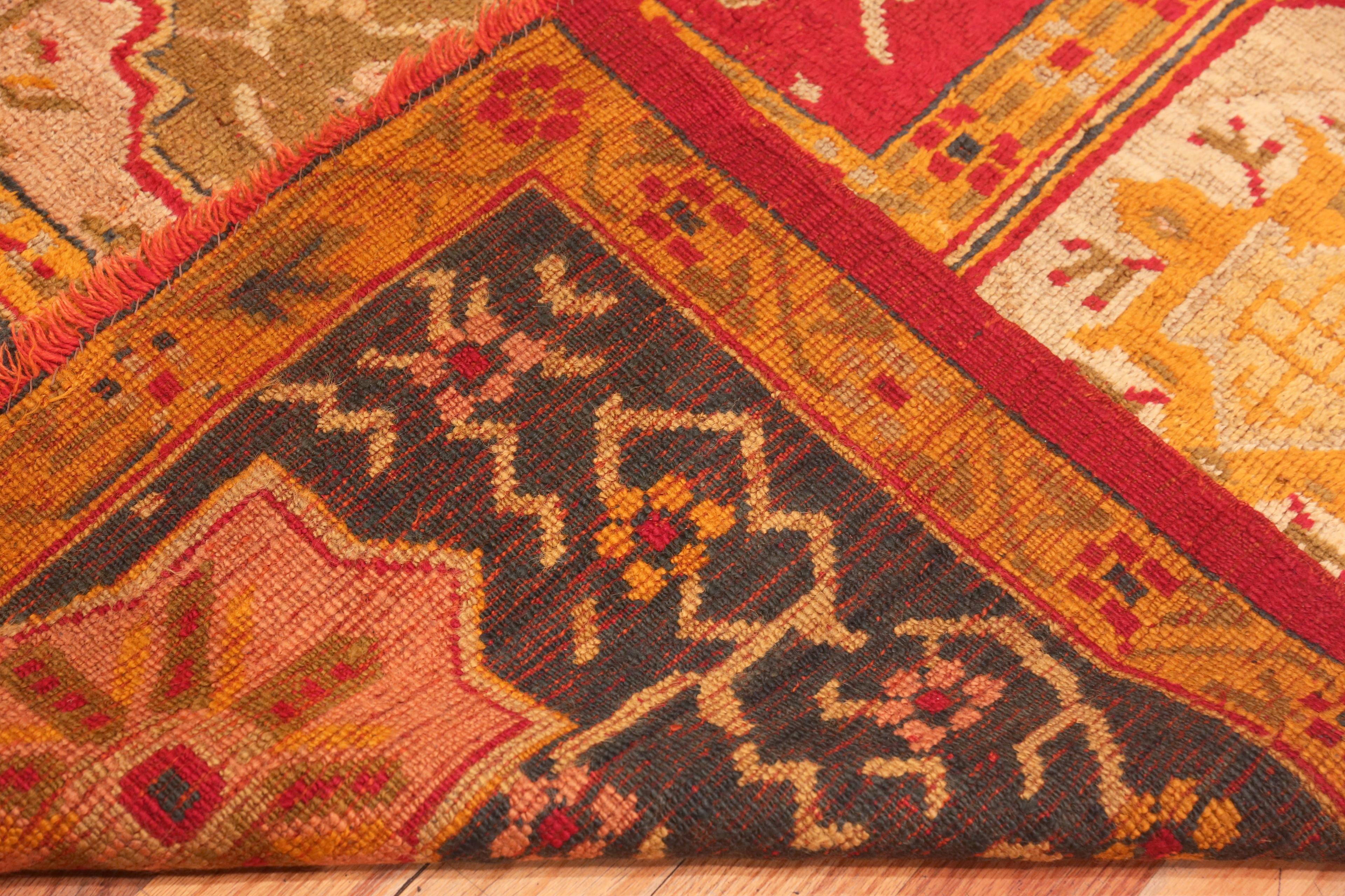 Hand-Knotted Antique Turkish Oushak Rug. Size: 12 ft x 14 ft 3 in