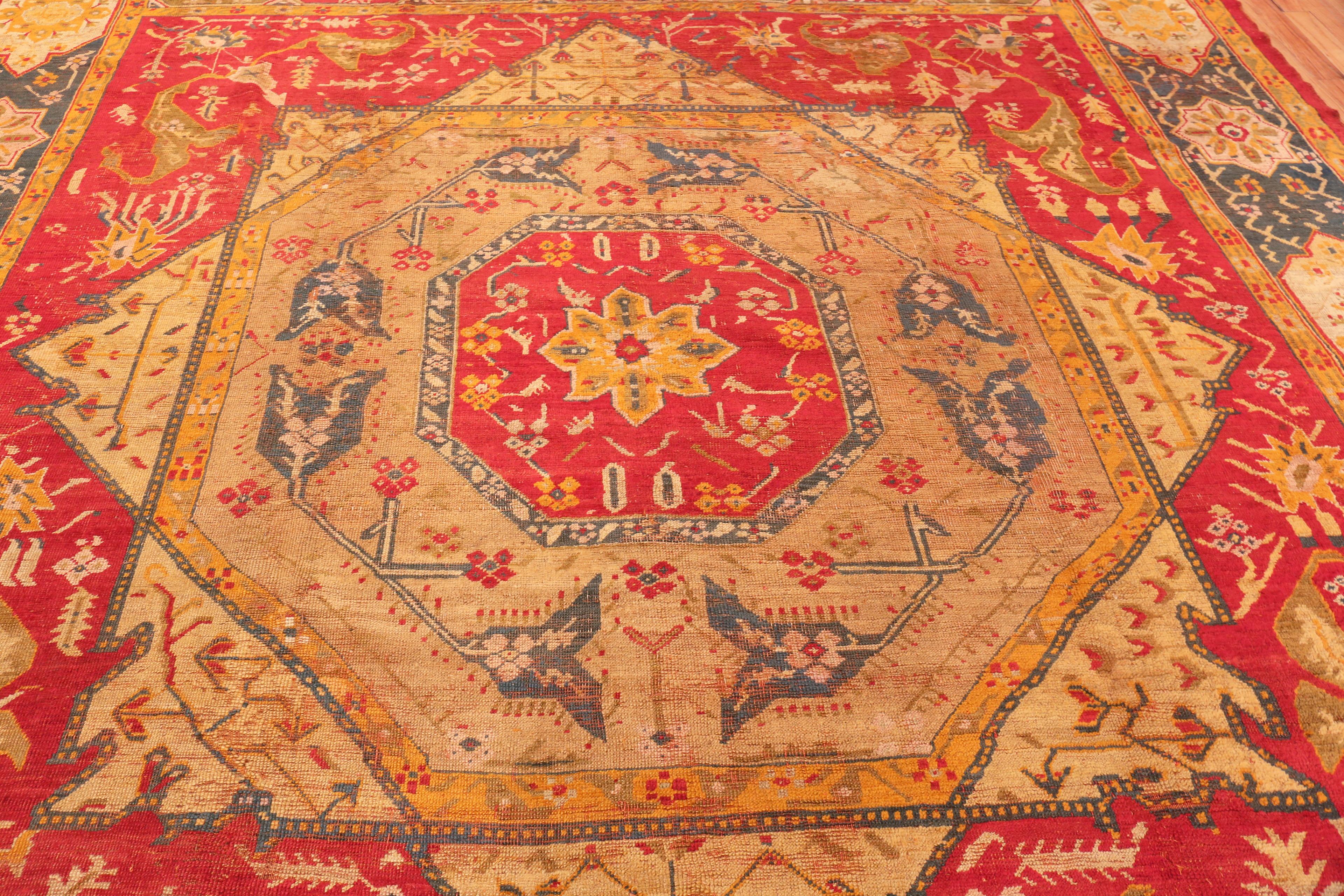 Antique Turkish Oushak Rug. Size: 12 ft x 14 ft 3 in 1