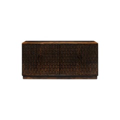 Geometric Appeal Rustic Pine Credenza