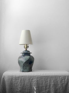 Lampe de table géométrique en laiton et aqua