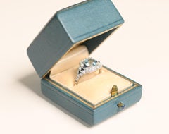 Geometric Aquamarine Ring. 1.20ct Round Cut and Sapphire Diamond Accent Platinum