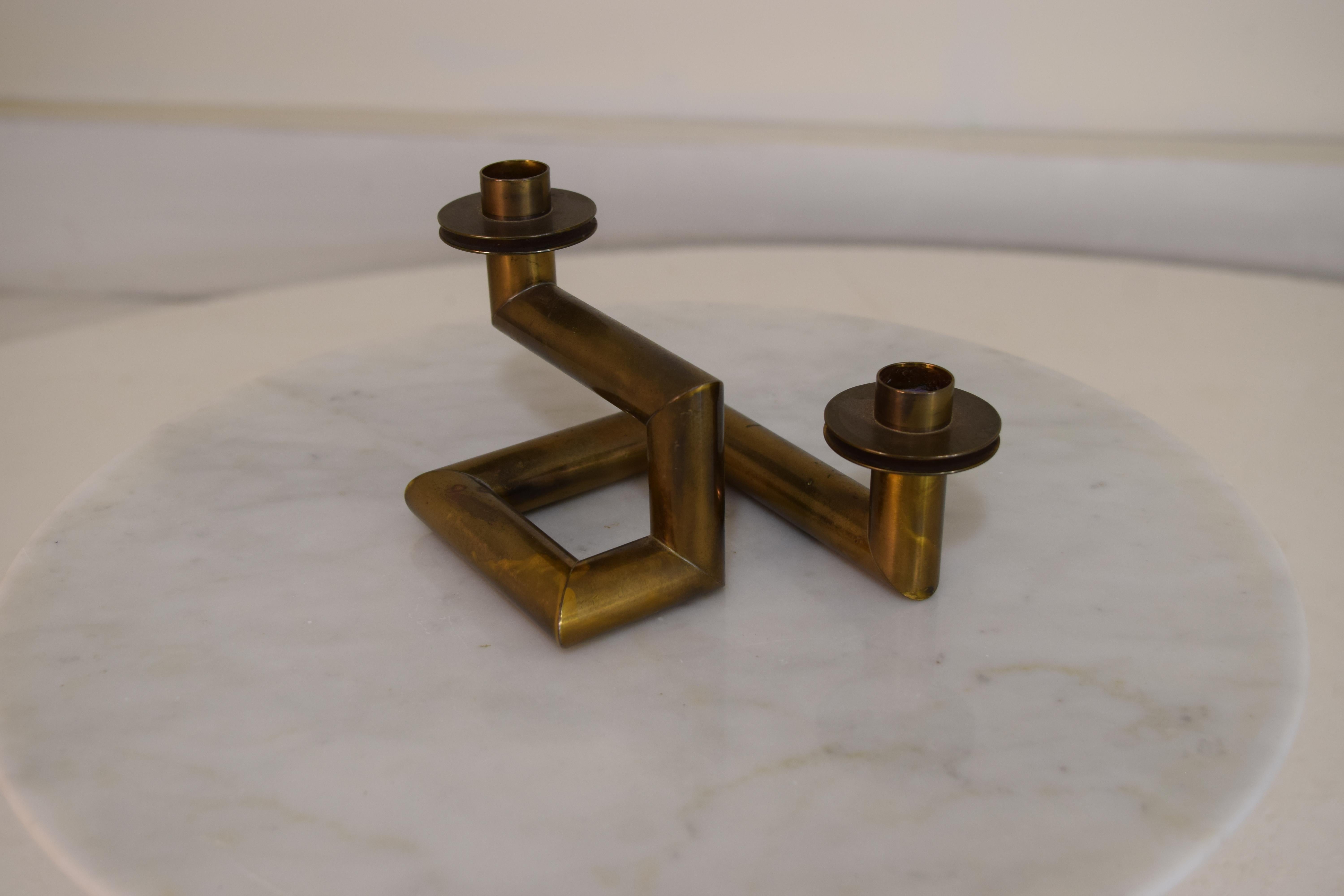 Mid-Century Modern Geometric Art Deco Candle Holder For Sale