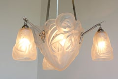Geometric Art Deco Chandelier by David Guéron Degue & A. Petitot 1930 Antique