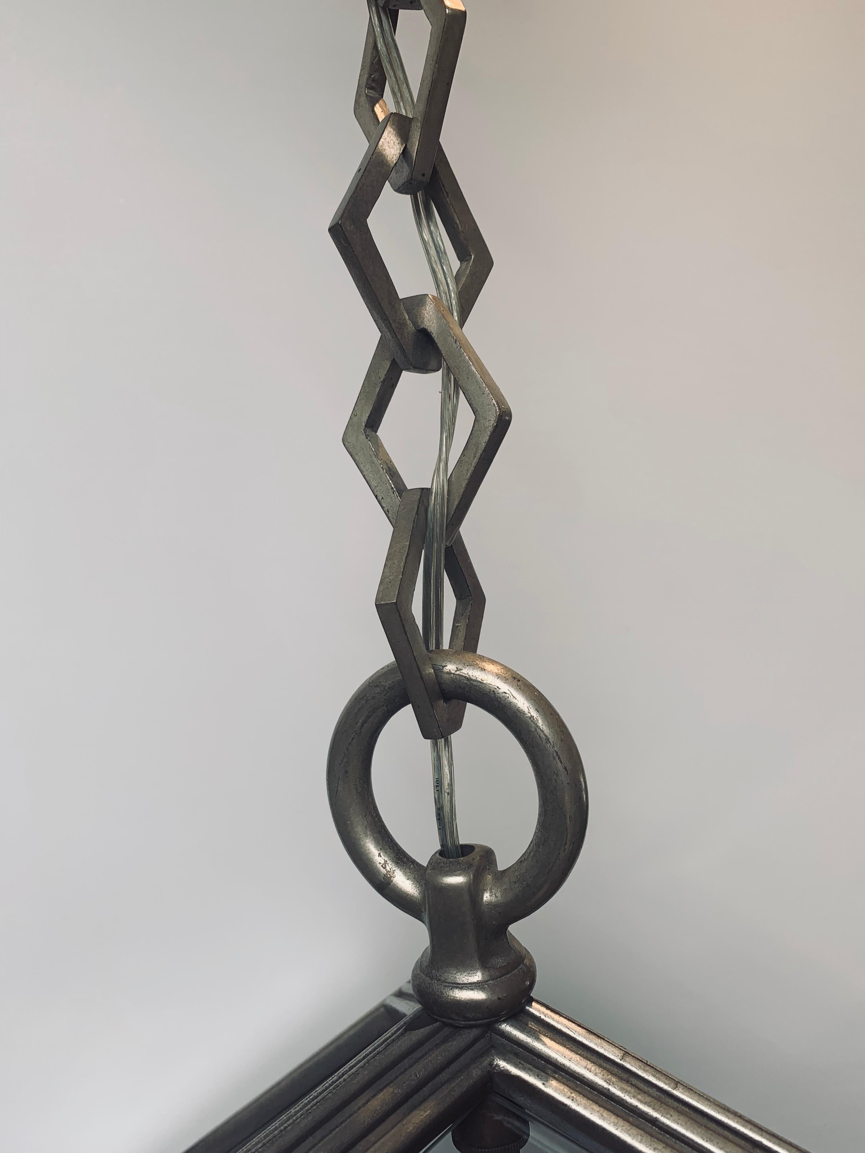 20th Century Geometric Art Deco Pendant Cast in Bronze, Antique Silver Patina