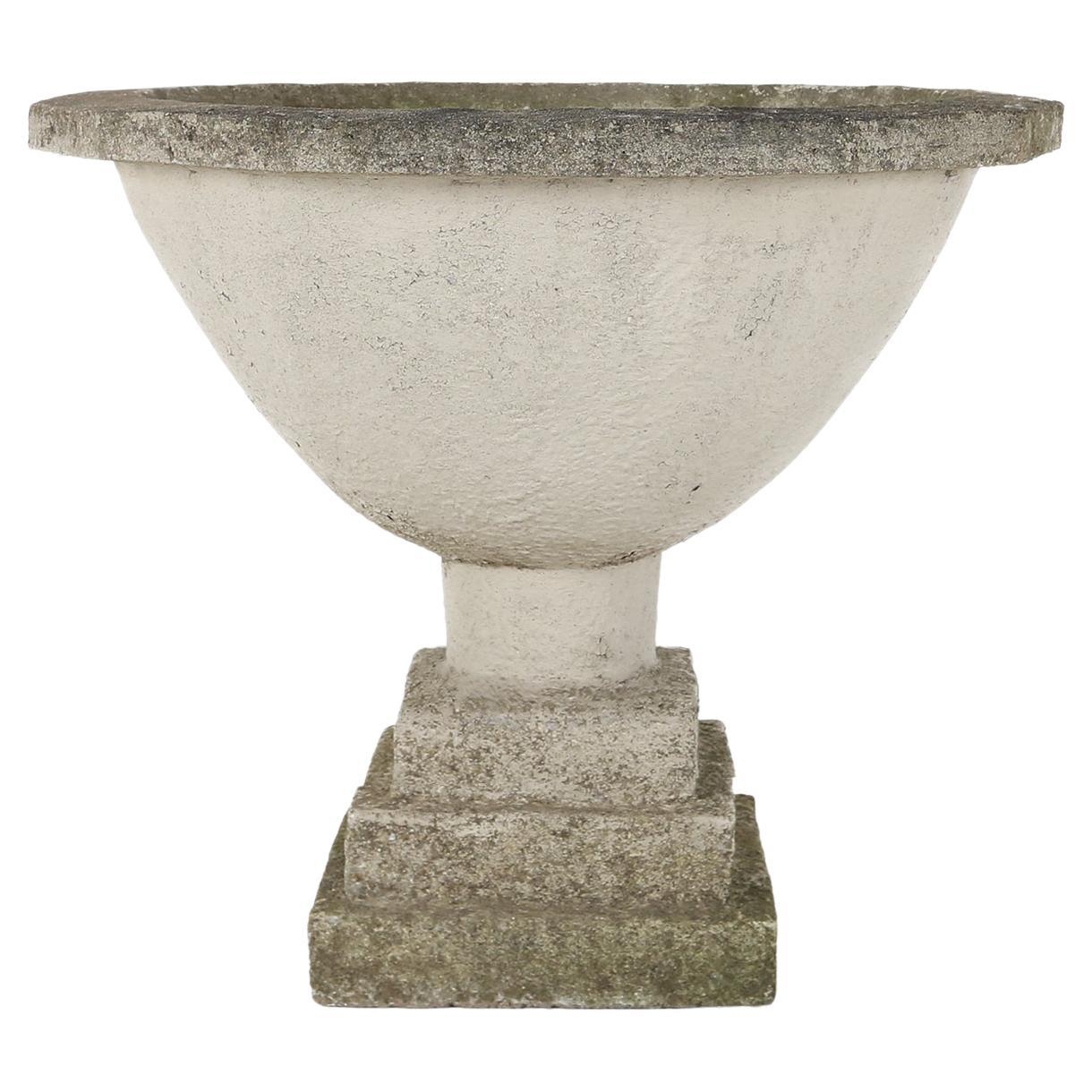 Pair of Art Deco Cement Concrete Stone Geometric Garden Planters Plant