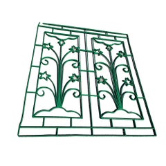 Geometric Art Deco Wrought Iron Gate Panel with Star Flower and Arrow