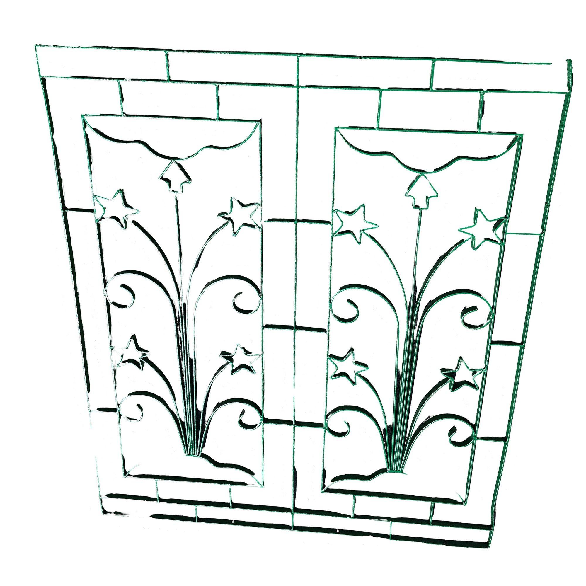 American Geometric Art Deco Wrought Iron Gate Panel with Star Flower and Arrow For Sale