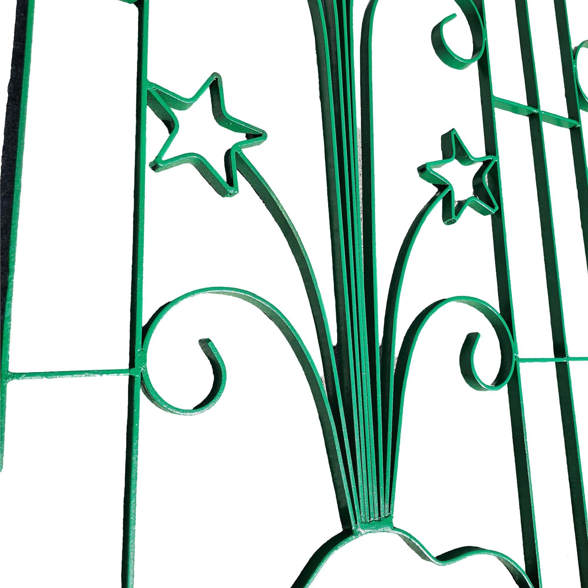 Geometric Art Deco Wrought Iron Gate Panel with Star Flower and Arrow For Sale 3