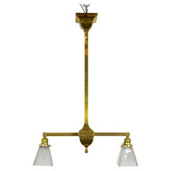 Geometric Arts & Crafts 2-Light Brass Pendant Light