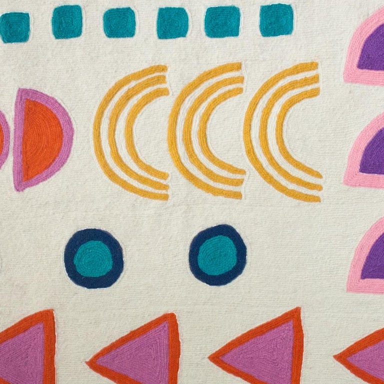 Geometric Aurelia Hand Embroidered Modern Round Rug, Carpet For Sale at ...