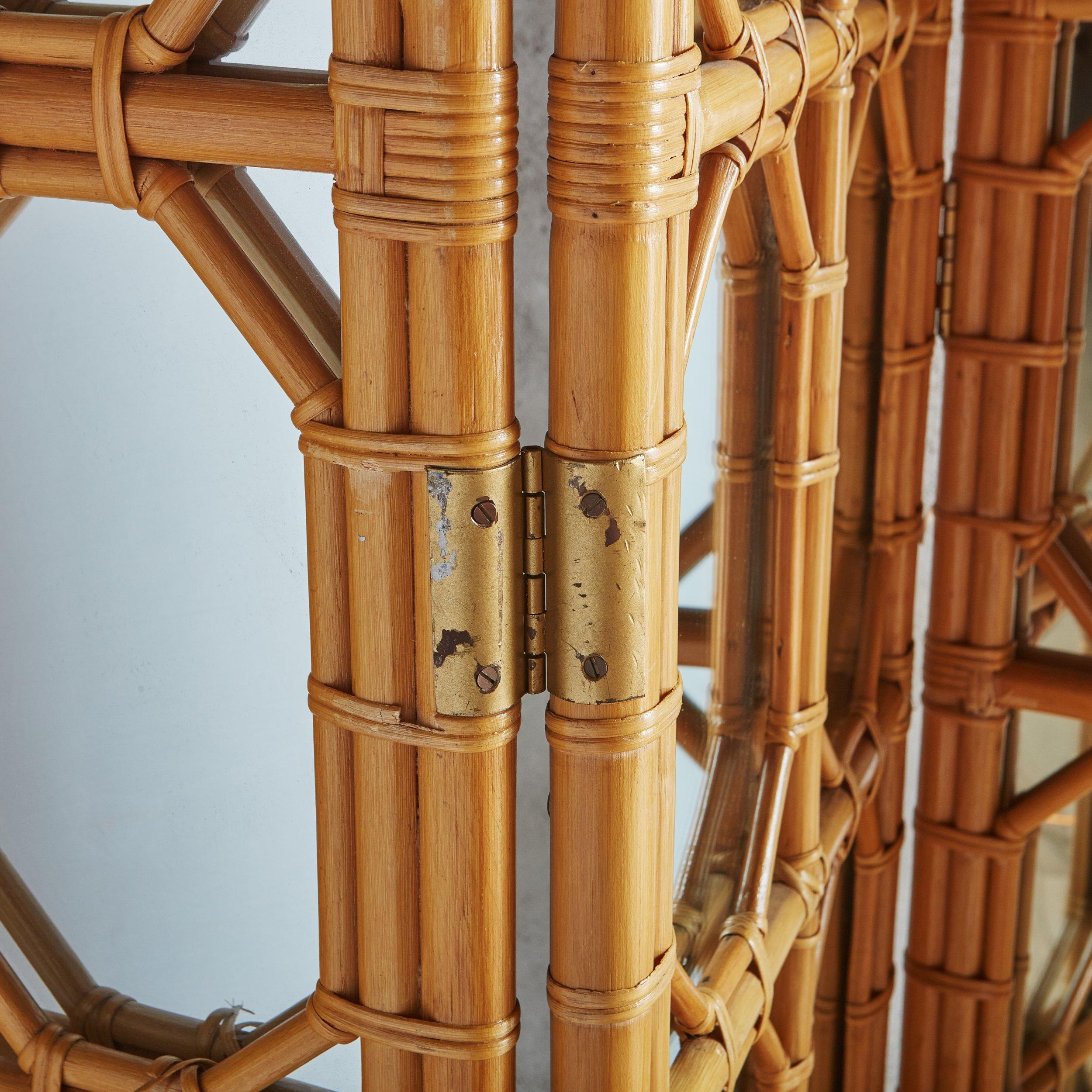 Geometrischer Bambus + Schilfrohr verspiegelter Raumteiler oder Raumteiler, 20. Jahrhundert im Angebot 4