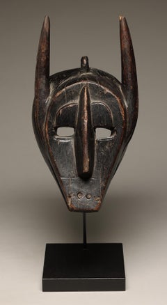 Geometric Barmbara Sukuru Animal Mask with horns, teeth, Mali, West Africa